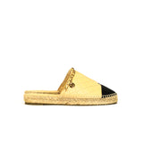Lambskin Grosgrain Quilted CC Chain Espadrille Mules