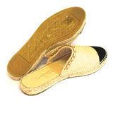 Lambskin Grosgrain Quilted CC Chain Espadrille Mules