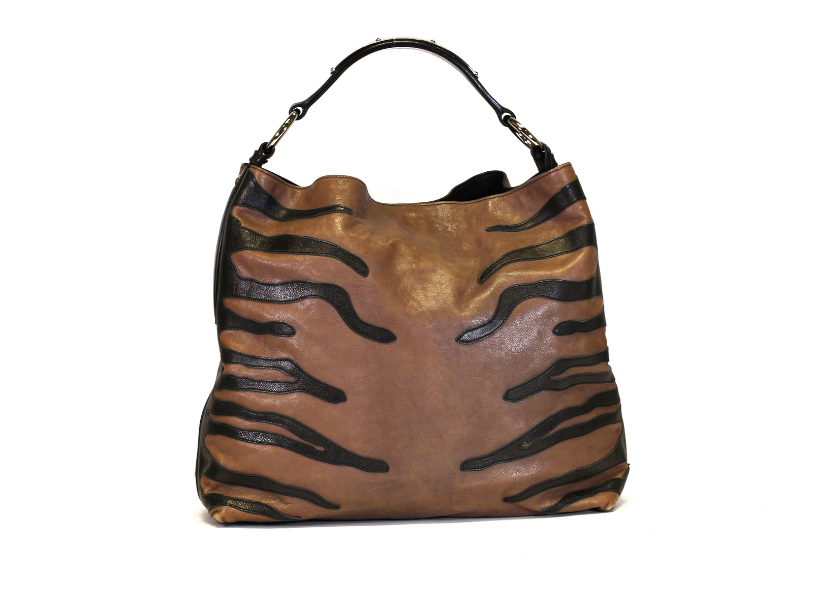 Stripes Leather Hobo