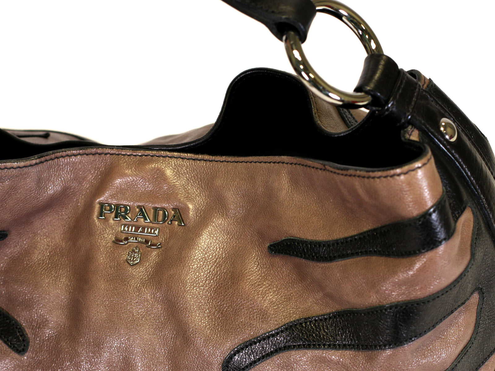 Stripes Leather Hobo