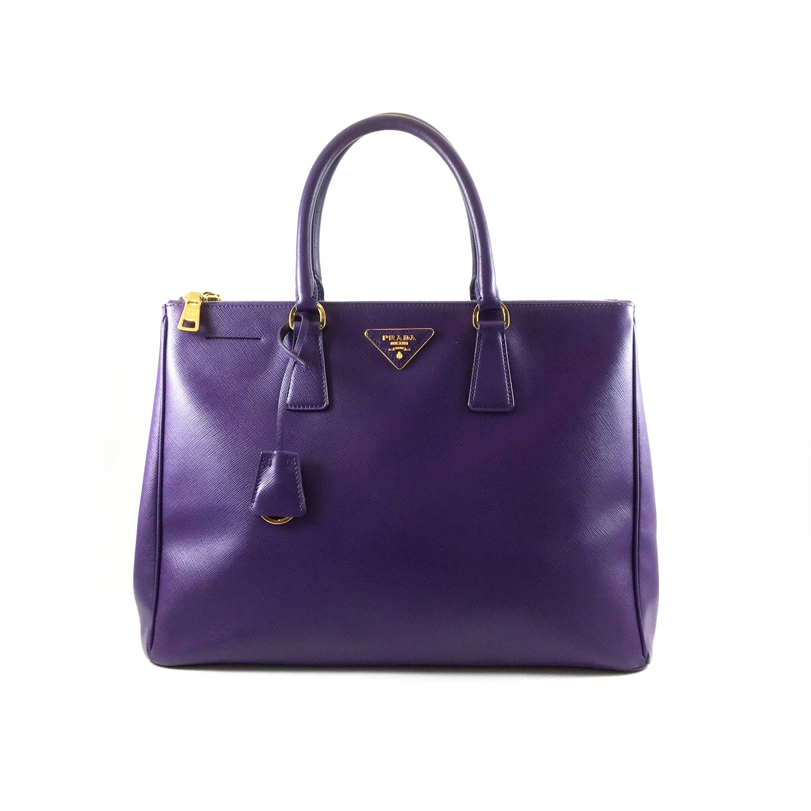 Purple Saffiano Galleria Double Zip Tote