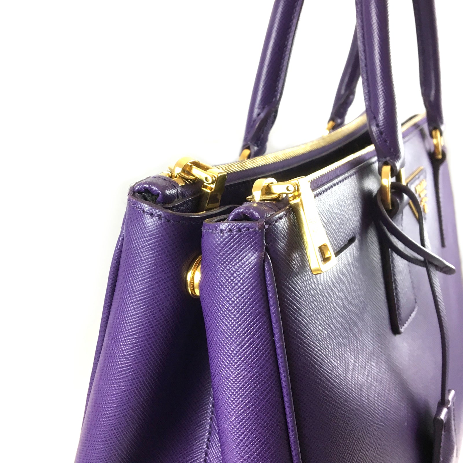 Purple Saffiano Galleria Double Zip Tote