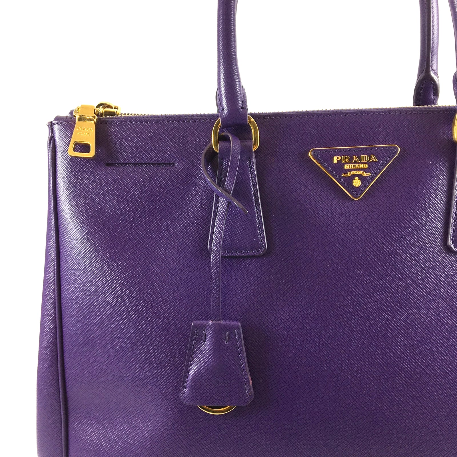 Purple Saffiano Galleria Double Zip Tote