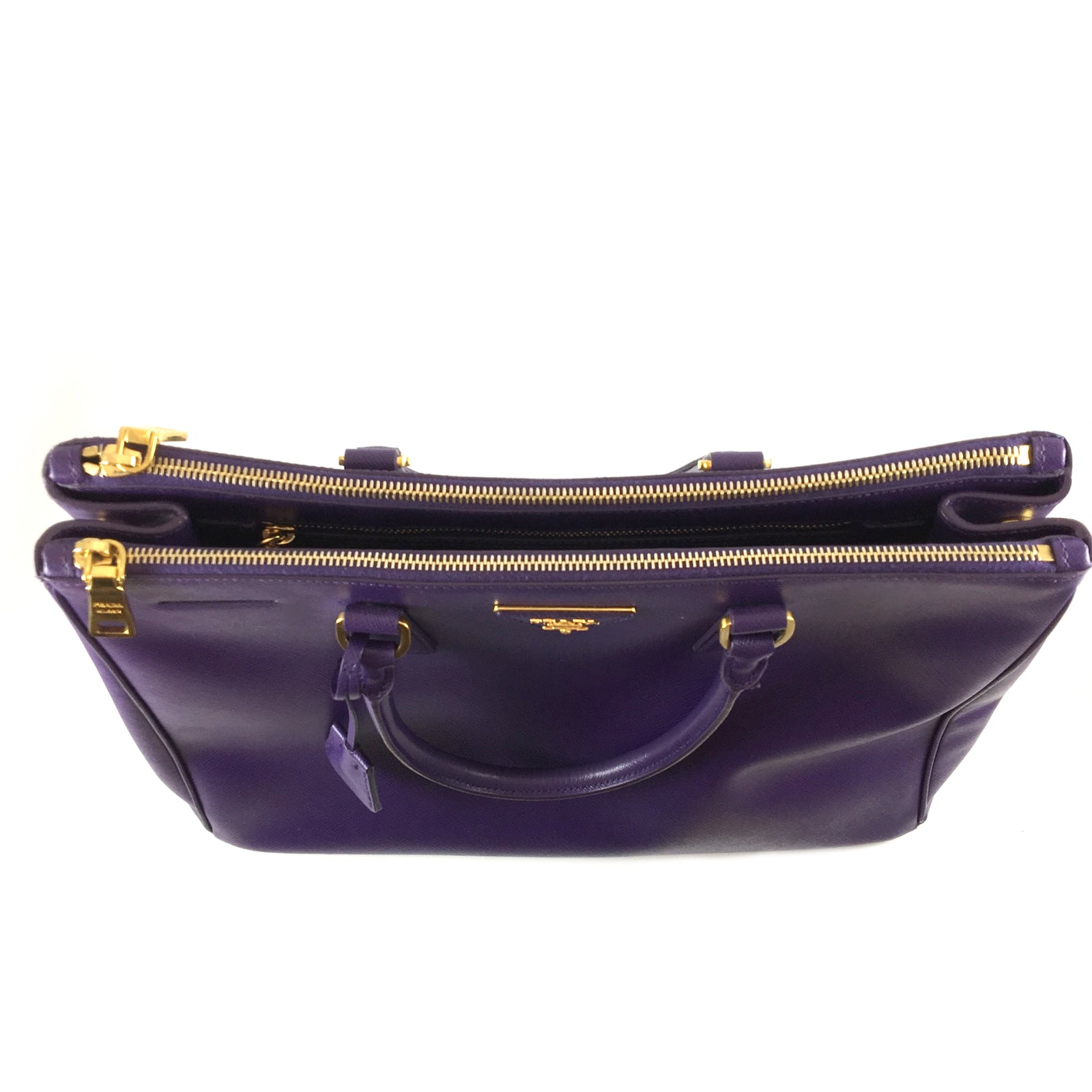 Purple Saffiano Galleria Double Zip Tote