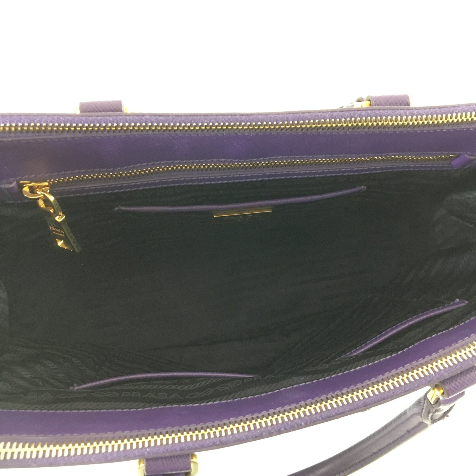 Purple Saffiano Galleria Double Zip Tote