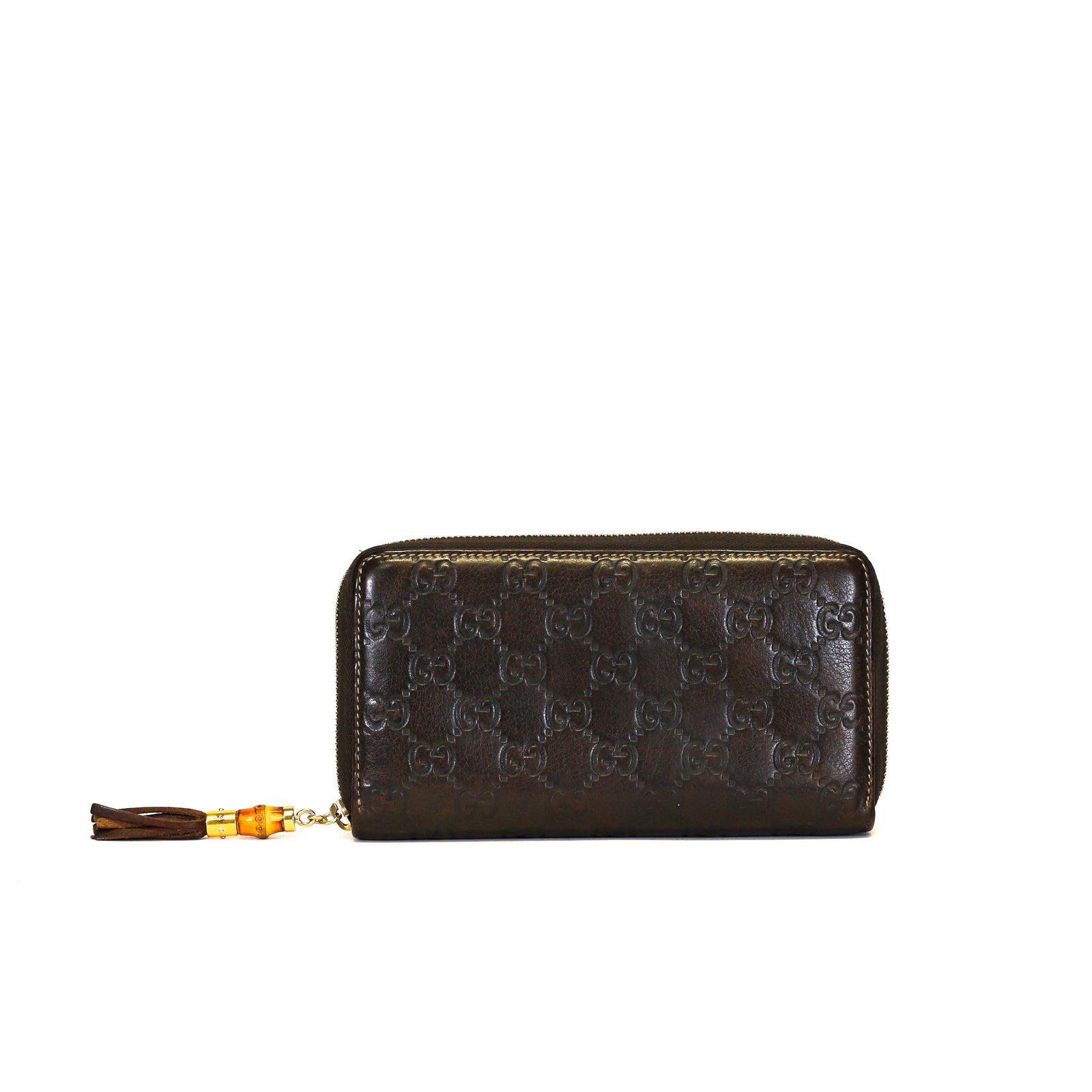 Guccissima Bamboo Tassel Zip Around Wallet