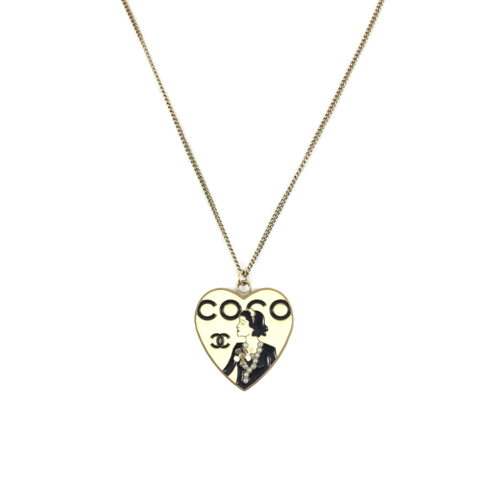 Authentic CHANEL Coco Chanel Necklace White Gold