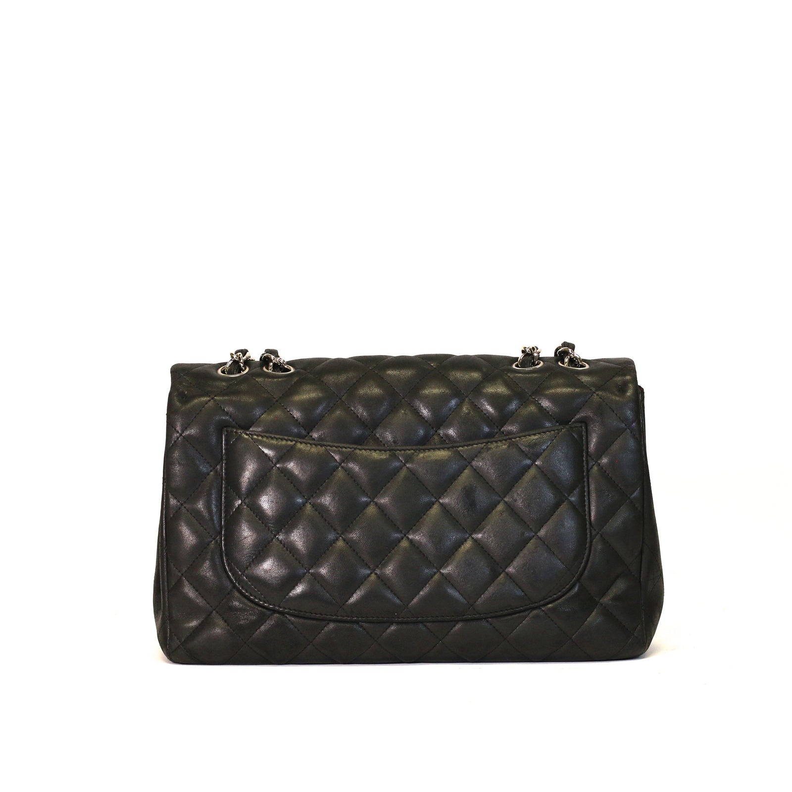 Lambskin Quilted Jumbo Single Flap Black