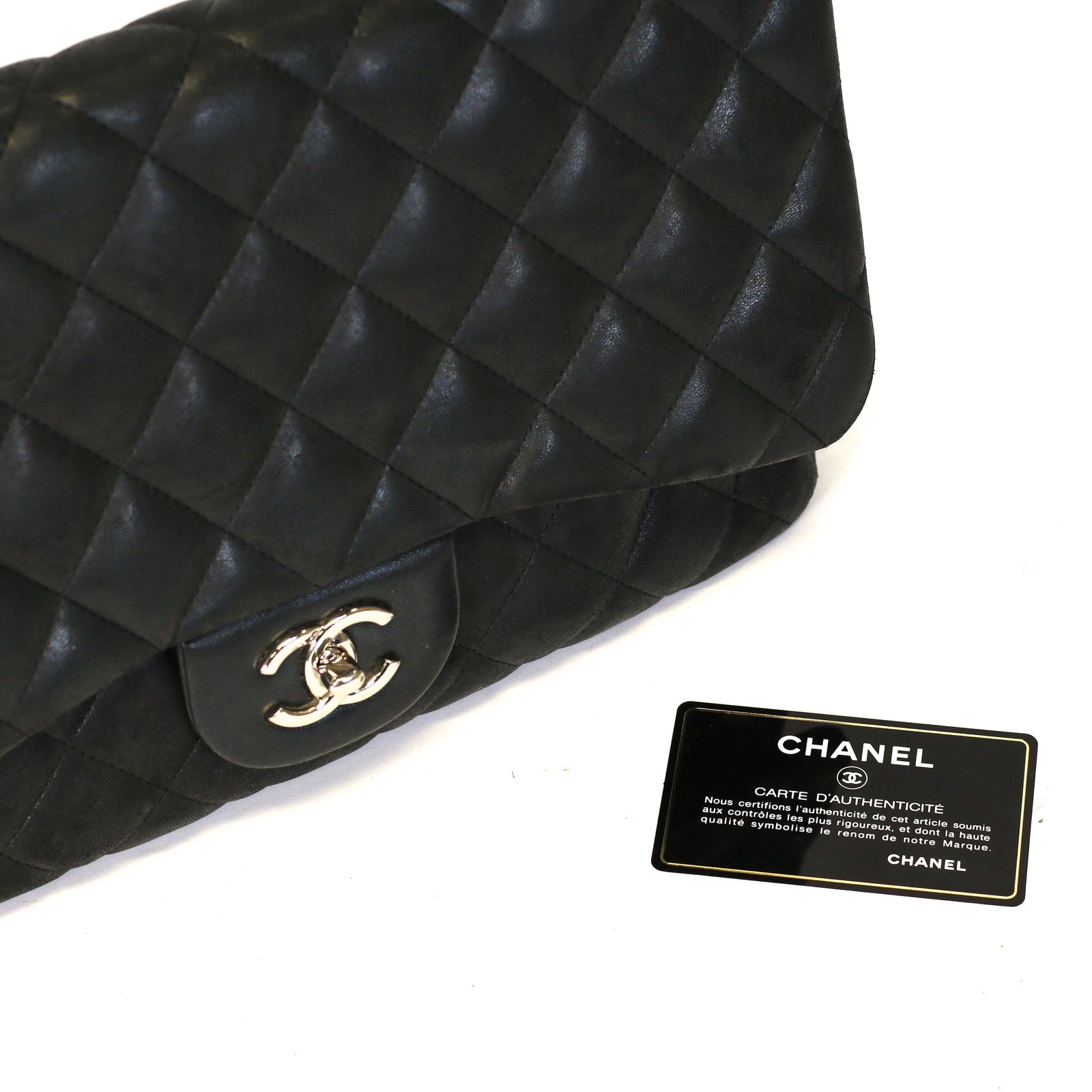 Lambskin Quilted Jumbo Single Flap Black