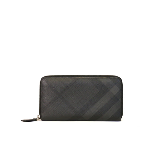 Unisex Zip Around Wallet London Check Charcoal