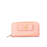 Saffiano Fiocco Bow Zip Around Wallet