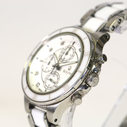 Chronograph Ceramic Diamond Watch White