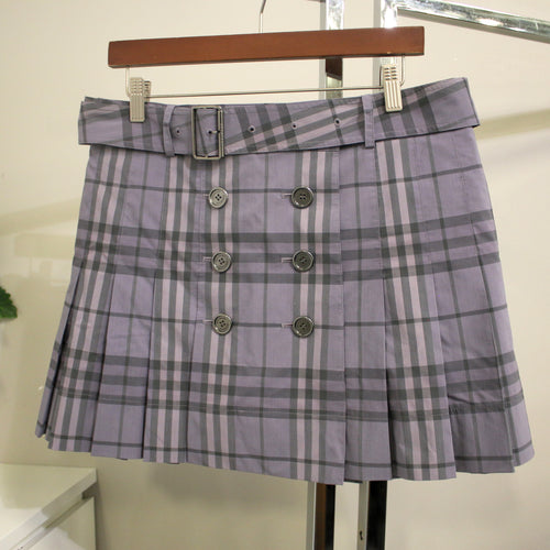 Purple Pleated Mini Skirt w belt