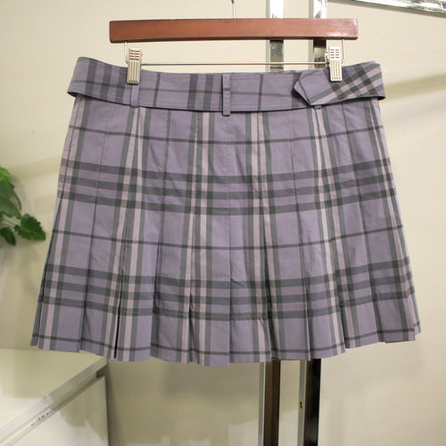 Purple Pleated Mini Skirt w belt