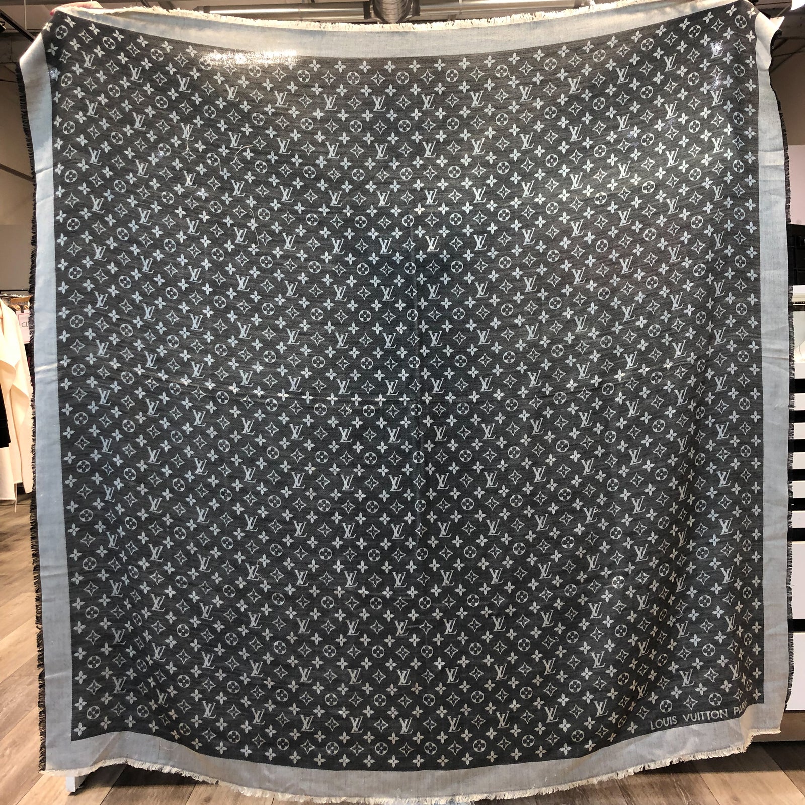 Large Silk Wool Monogram Shawl