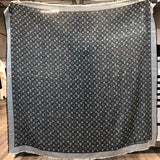 Large Silk Wool Monogram Shawl