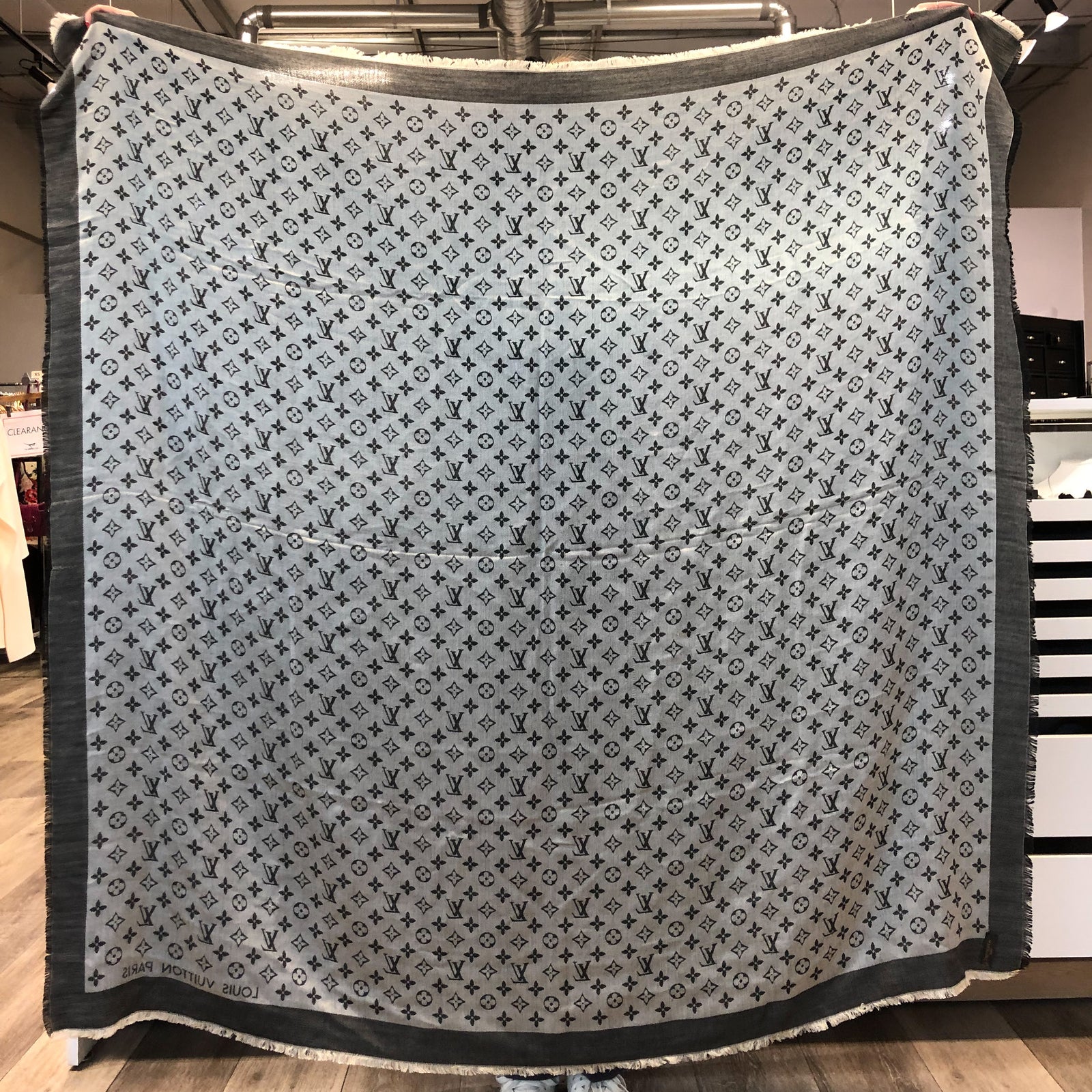 Large Silk Wool Monogram Shawl