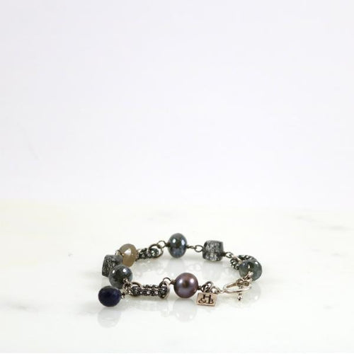 Black Tone Mixed Stones Bracelet