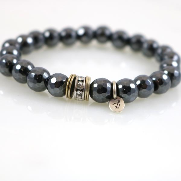 Faceted Hematite Stretch Bracelet