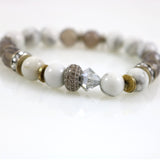 Howlite & Pave Rondelle Stretch Bracelet