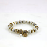 Howlite & Gold Pave Ball Stretch Bracelet