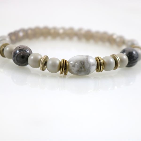 Small Howlite Mix Stretch Bracelet