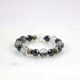 Needle Quartz & Faceted Hematite Stretch Bracelet