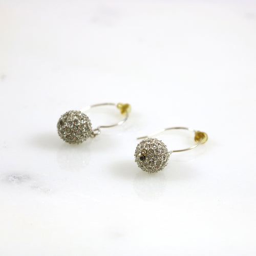 Silver Pave Drop Earrings