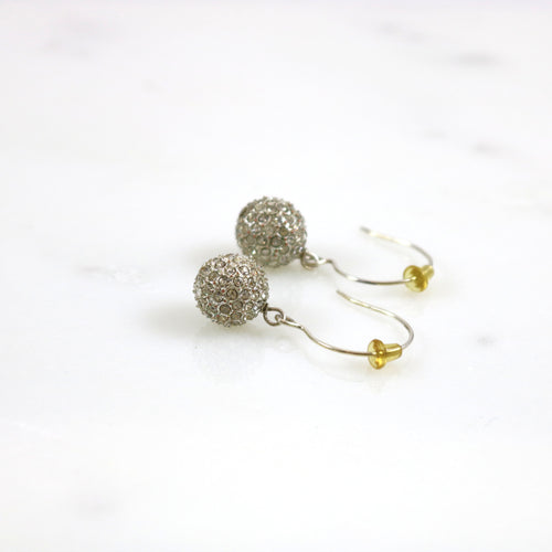 Silver Pave Drop Earrings