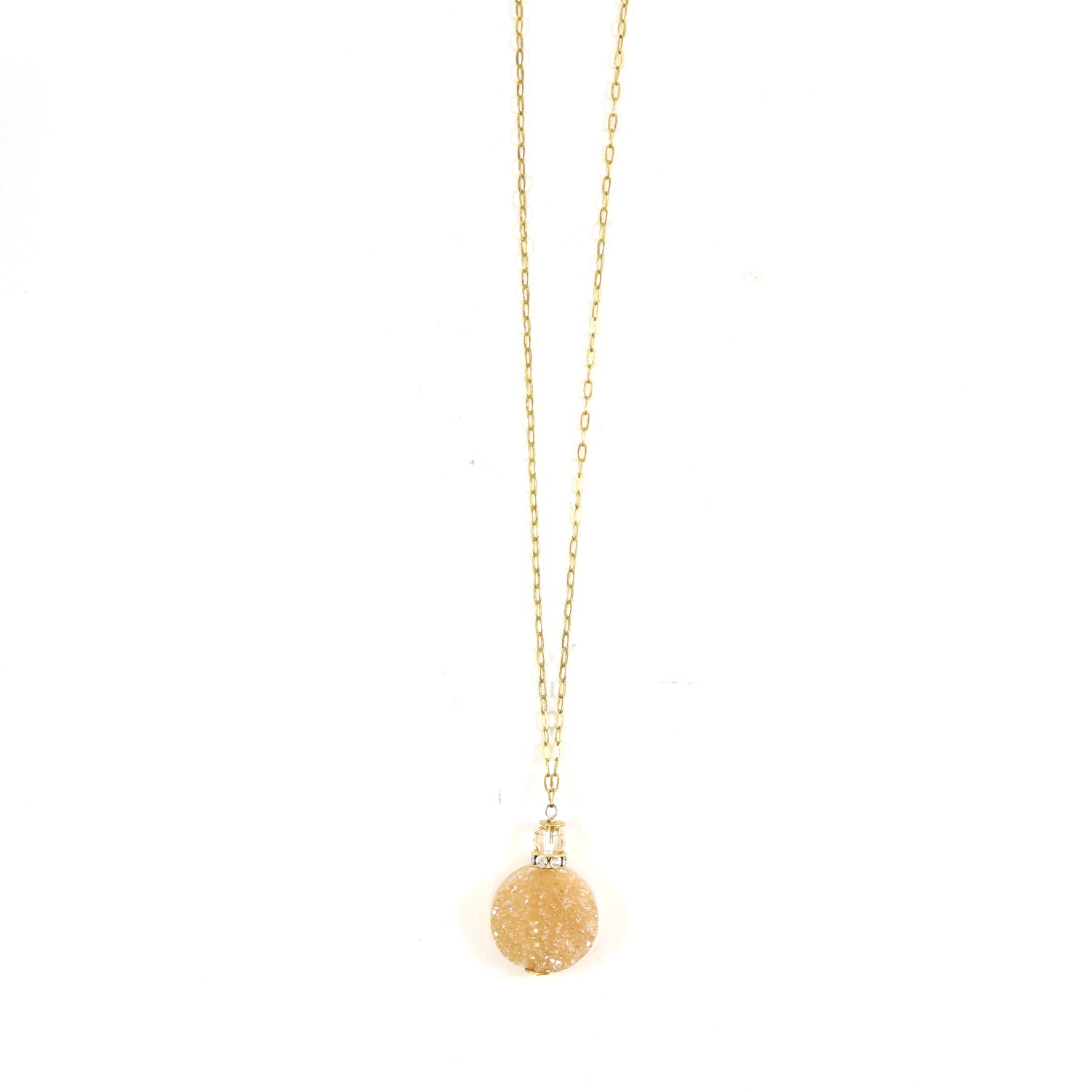 Druzy Rose Quartz Lariat Necklace