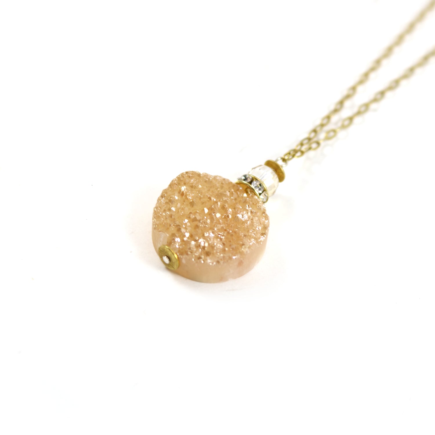 Druzy Rose Quartz Lariat Necklace