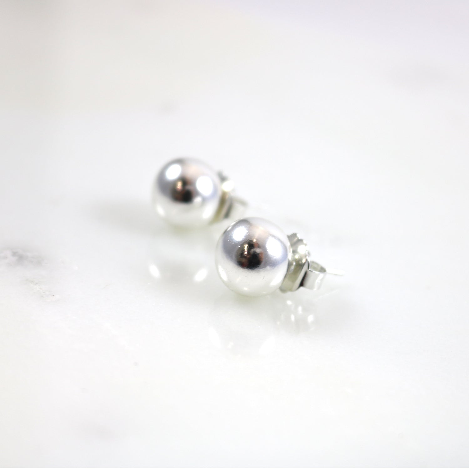 Silver Tone Ball Earrings
