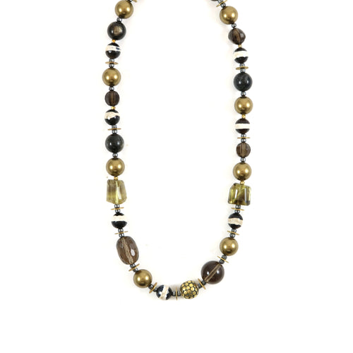 Black/Copper Tone Beads Necklace