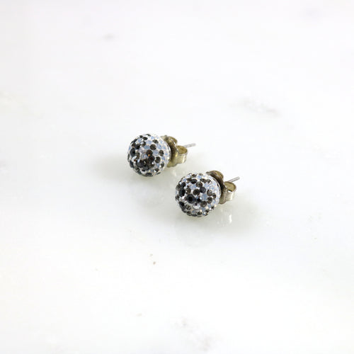 12mm White/Black Stud Earrings