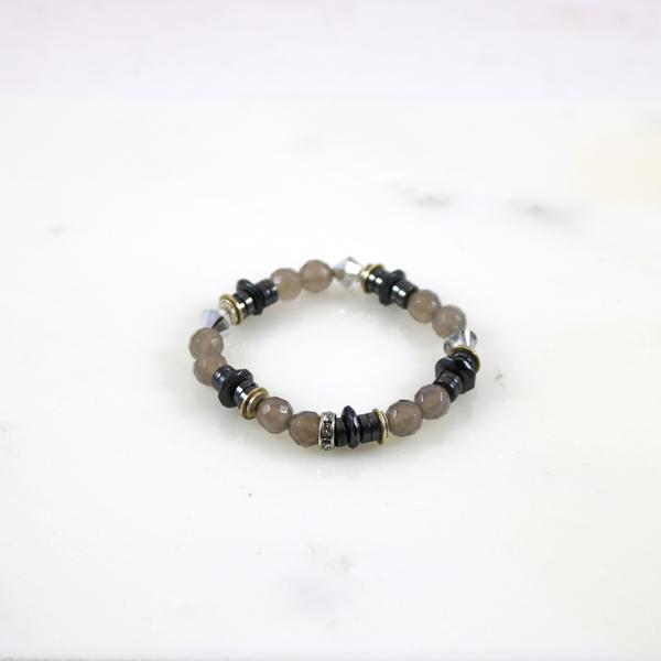 Hematite & Faceted Quartz Stretch Bracelet