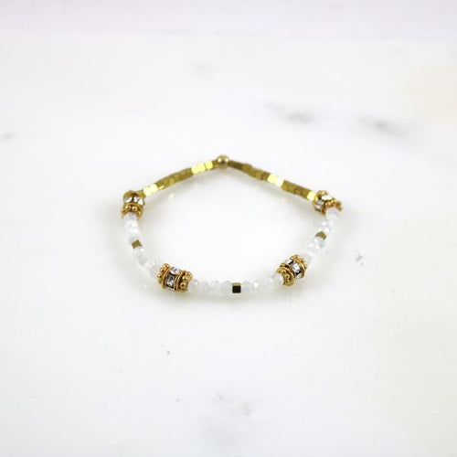 Faceted Small Moonstone Stretch Bracelet