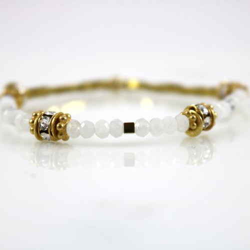 Faceted Small Moonstone Stretch Bracelet