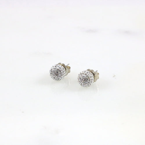 White Sparkle Ball Earrings