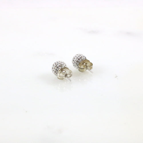 White Sparkle Ball Earrings