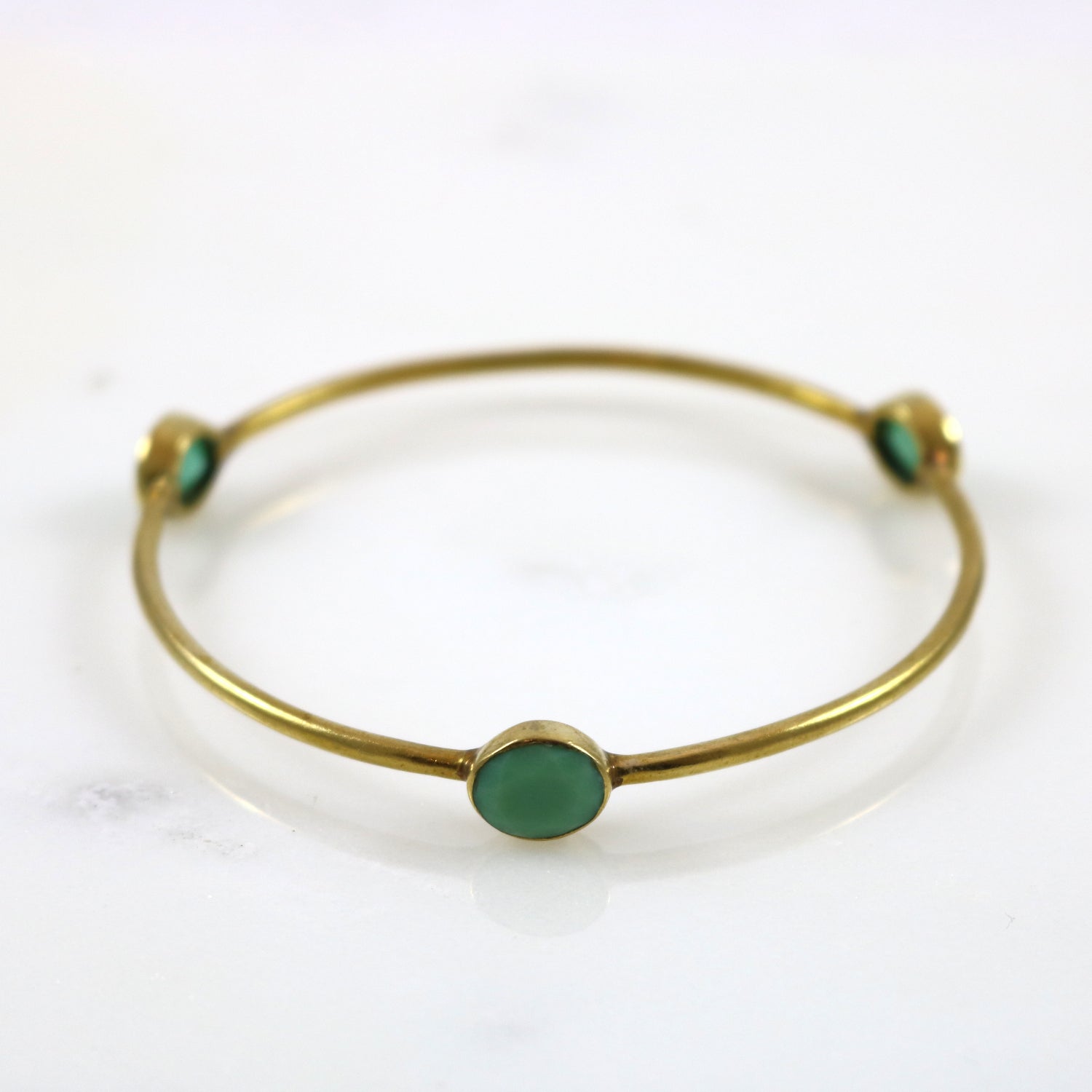 Green Stone Gold Bangle Bracelet