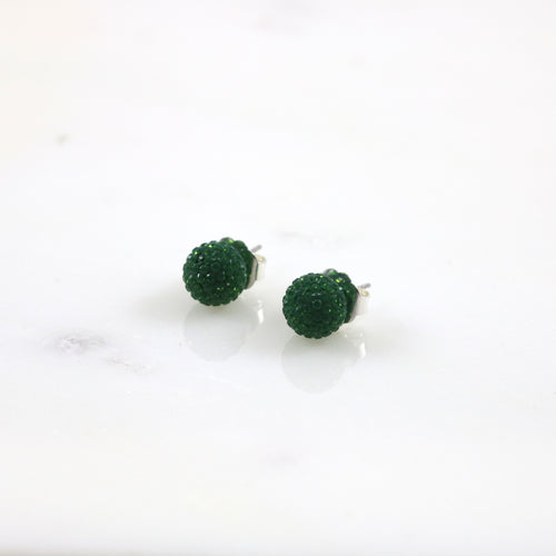 10mm Dull Green Sparkle Studs