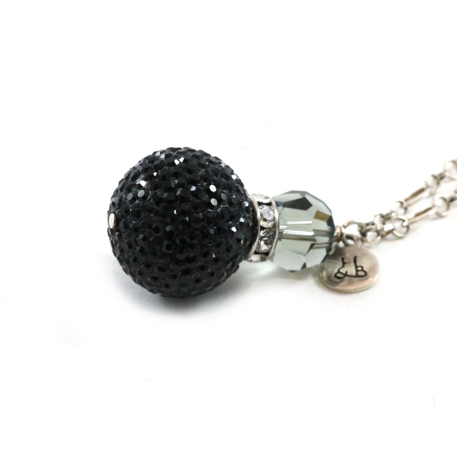 Large Black Sparkle Pendant Necklace
