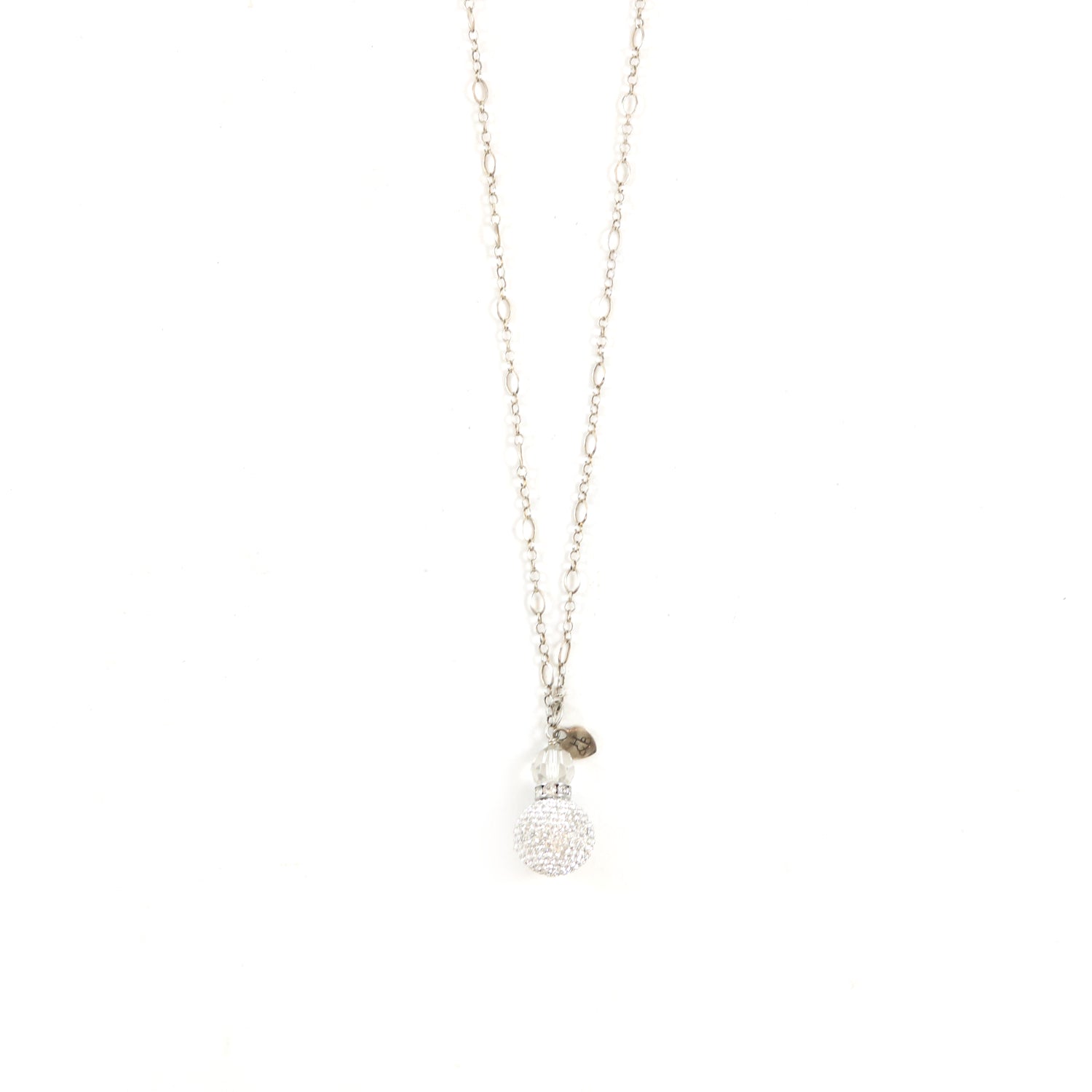 Large White Sparkle Pendant Necklace
