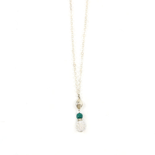 White & Green Sparkle Pendants Necklace