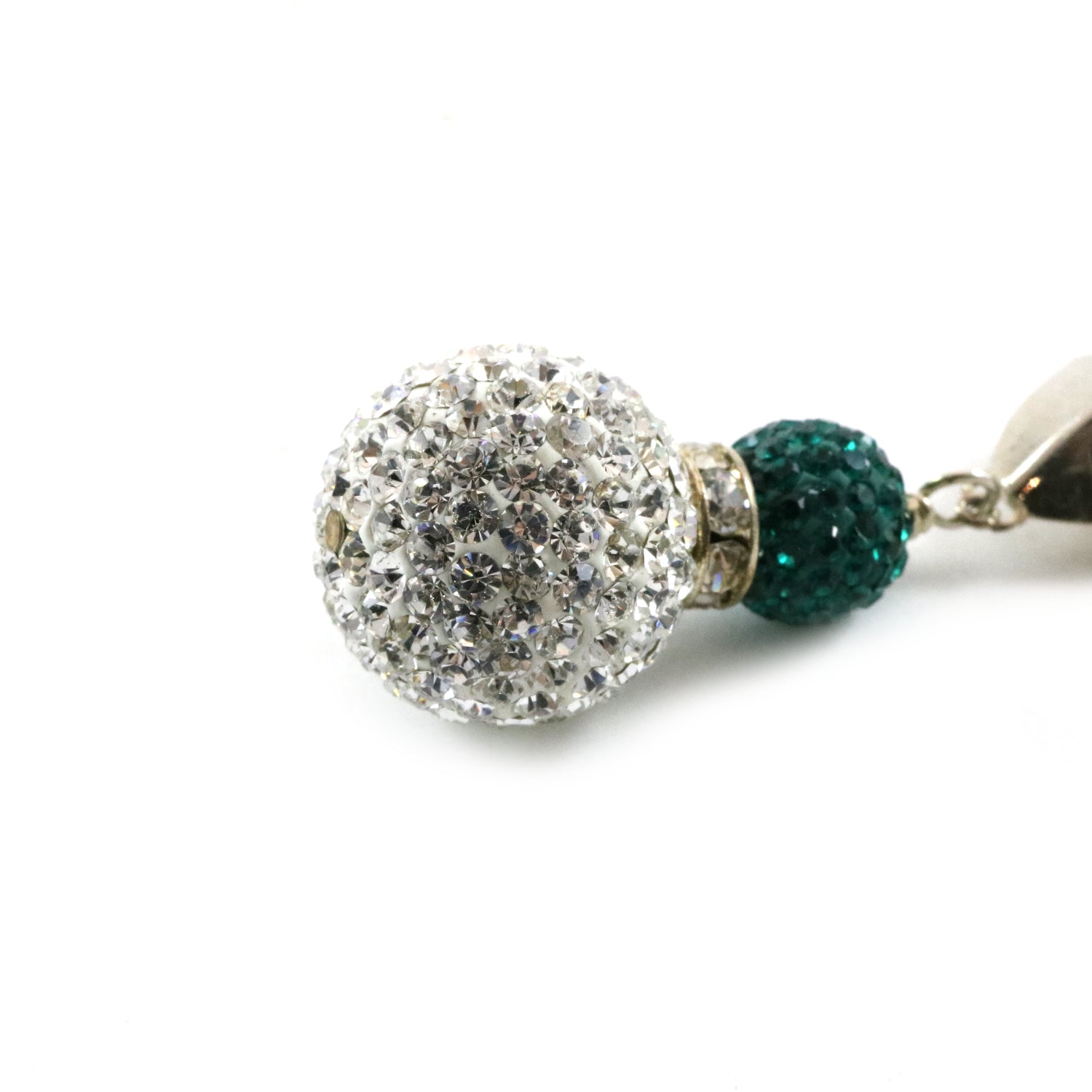 White & Green Sparkle Pendants Necklace