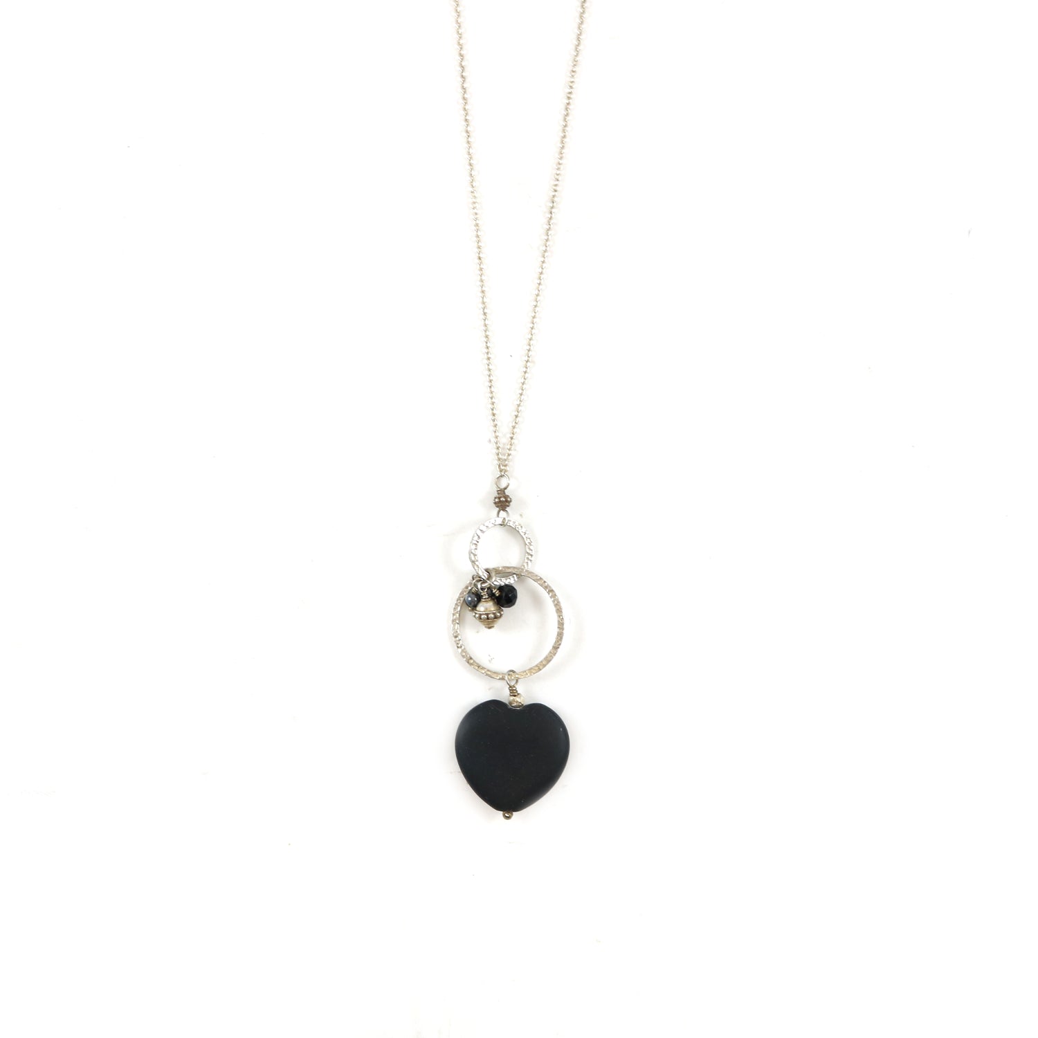 Black Heart Cluster Necklace