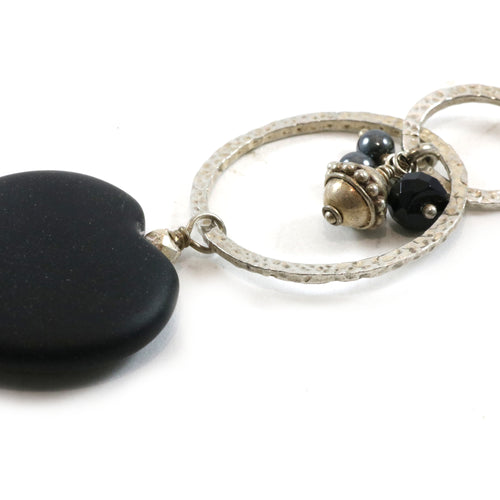 Black Heart Cluster Necklace