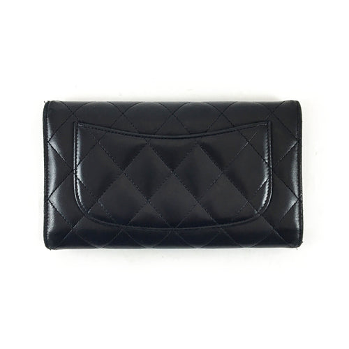 Black Quilted Tri-Fold Wallet