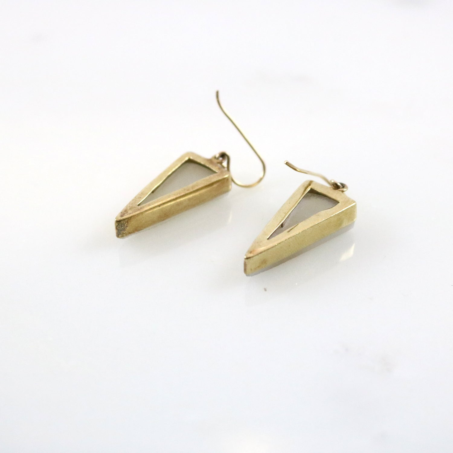 Moonstone Triangle Drop Earrings
