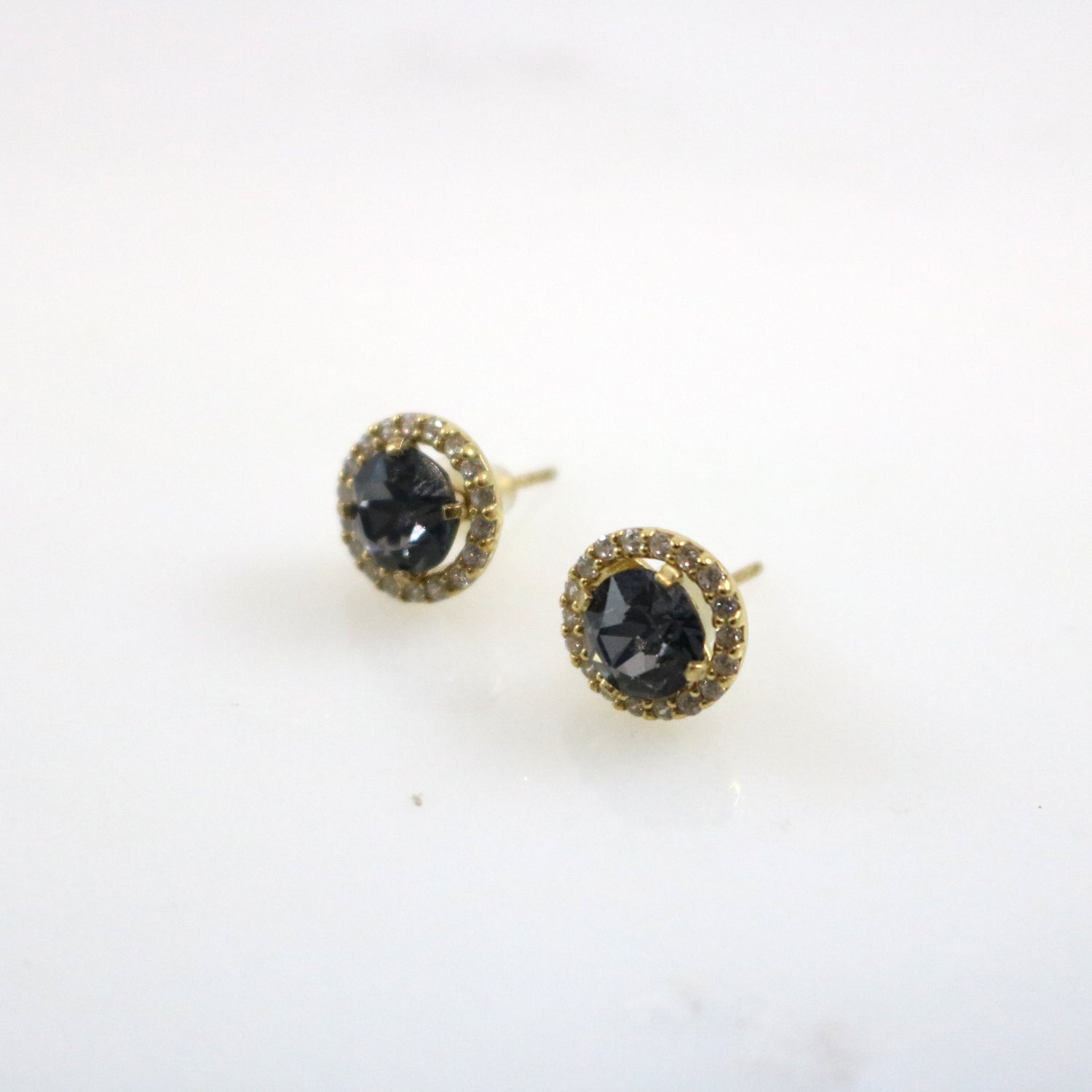 Gold with Black Crystal Bloom Studs